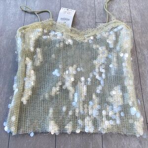 Zara Size Small Sequin Festival Camisole Tank